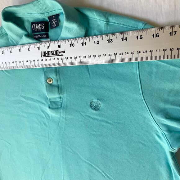 Chaps Men’s Short Sleeve Custom Fit Soft Polo Shirt Size M, Teal Blue - Picture 2 of 7